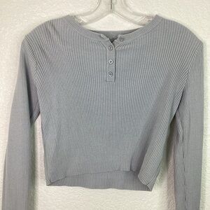 BRANDY 🖤 MELVILLE SIZE S GRAY TOP‎ LONG SLEEVES BLOUSE GUC